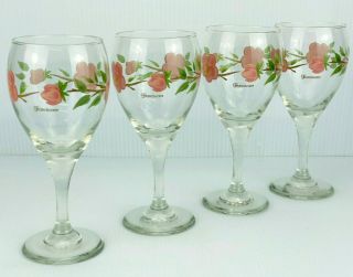 Vintage Set Of 4 Franciscan Desert Rose Stemmed Wine Glasses