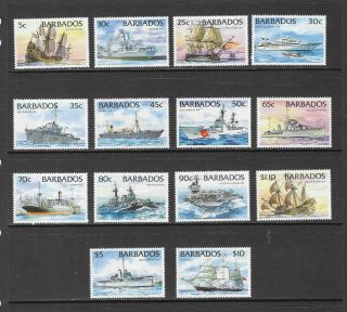 Barbados - 1994 Ships Set (no Imprint) Sg 1029a - 1042a Mnh