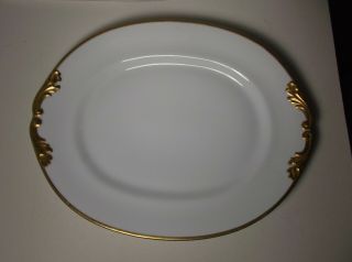 M Redon Limoges Gold Rimmed Large Oval Serving Platter 15 1/2 "