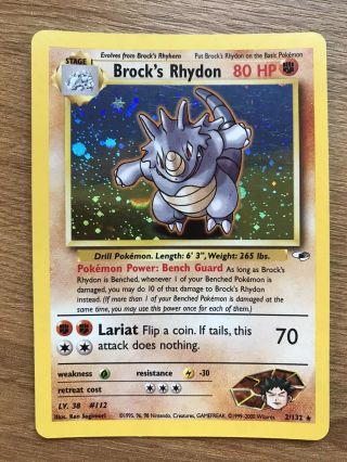 Pokemon Trading Card Holo Gym Heroes Brock 