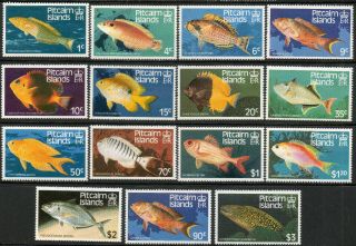 Pitcairn Island 1984 Qeii Fish Complete Set Of Stamps Value To $3 Mnh