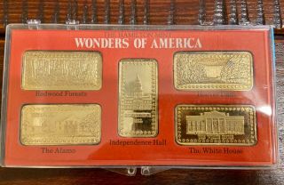 The Hamilton " Wonders Of America " (5) 1oz.  999 Silver Bars Us