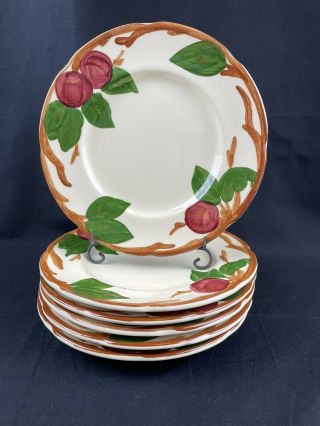 Set Of 6 Vintage Franciscan Apple Painted Salad Plates 8 " Usa Country Cottage
