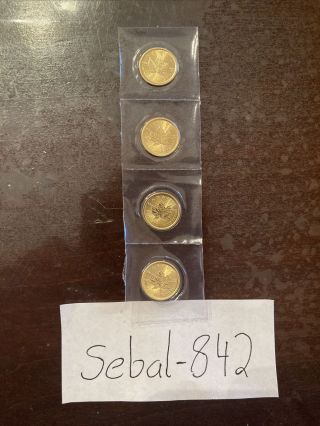 2019 $1 One Dollar Canada Maple Leaf Bu Gold Coin 1/20 Oz.  9999 Gold
