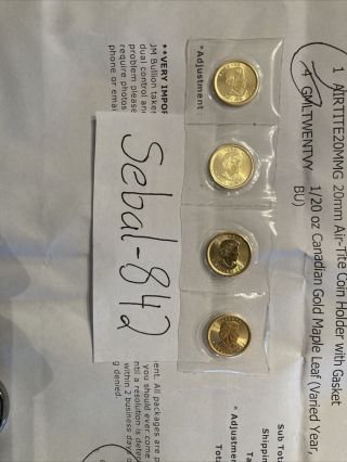 2019 $1 One Dollar Canada Maple Leaf BU Gold Coin 1/20 Oz.  9999 Gold 3