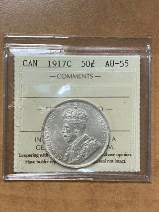 Canada,  Newfoundland,  1917 Silver 50 Cent Coin Au - 55