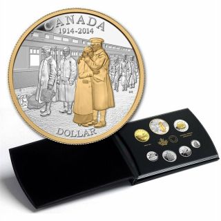 Canada 2014 Fine Silver Proof Set Gp Dollar 100th Anniversary Wwi All Silver