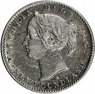 1876 - H Canada Newfoundland Silver 10 Cents