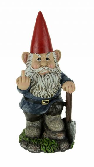 Dwk 8.  75 " You Dig? Grumpy Garden Gnome Digging With Shovel Flipping The Bird