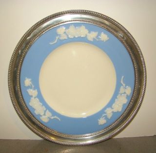 Vintage Lenox Apple Blossom Blue Rimmed Plate W/ Sterling Rim