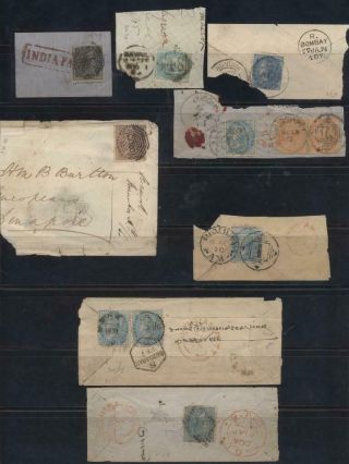 India A Grouping Of Stamps On Piece And 2 Native Covers With Various Cancels
