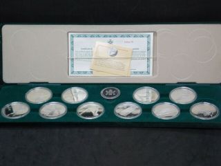 1988 Canada Calgary Winter Olympic (10 Coin) Proof Silver Coin Set Box &