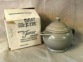 Homer Laughlin Fiesta Ware - Gray - 2 Cup Tea Pot - Nib