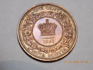 1861 Nova Scotia One Cent - Mostly Red Choice Au