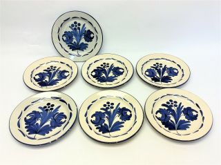 Set Of 7 Vintage Blue White Royal Gouda Delft Holland 8.  25” Dishes Plates