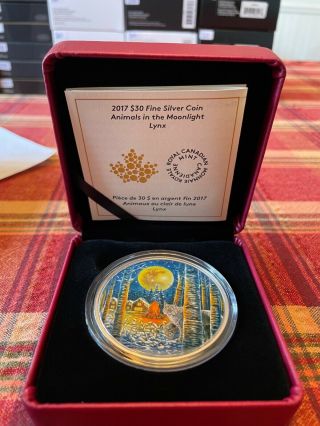 2017 - 2oz.  $30 Silver.  9999 Fine Coin Animals In The Moonlight: Lynx 272