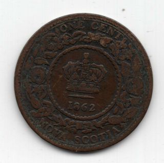 1862 Nova Scotia One Cent Coin - Obverse Lamination Error