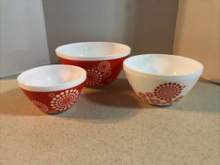 Vintage Charm Inspired By Pyrex Tickled Pink 3 Pc.  Bowl Set