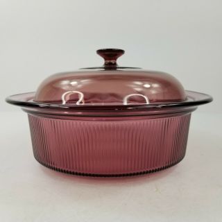 Corning Pyrex Visions 4 Qt.  Oval Covered Casserole Dish Roaster Cranberry V - 34 - B 2