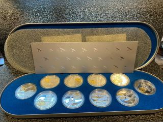 Powered Flight In Canada.  The First 50 Years.  10 Silver 20 Dollar Proof Coins.