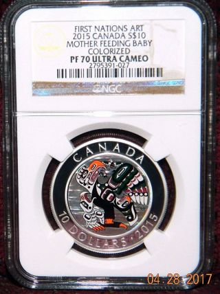 2015 Canada $10 Mother Feeding Baby Silver Coin W/hologram Ngc Pf 70 Ultra Cameo