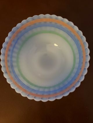 Macbeth - Evans Petalware Monax (white) Pastel Bands Sherbet Bowl,  Dessert