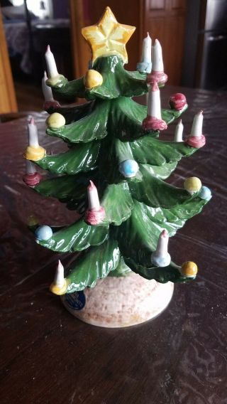 Vintage Signed Nuova Capodimonte Italian Porcelain Christmas Tree Candles Decor