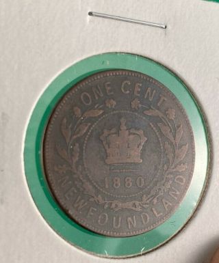 Scarce Key Date 1880 Oval 0 Newfoundland Large Cent M5