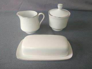 Vintage Crown Victoria " Lovelace " Butter Dish & Cream And Sugar Bowl With Lid