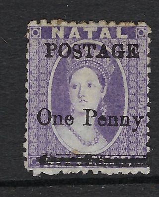 Natal :1877 1d On 6d Violet Sg 92,  No Gum