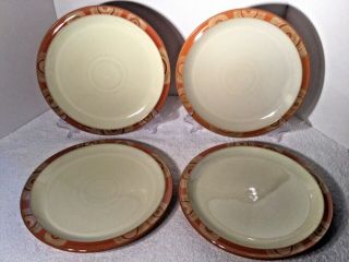 Set Of 4 Denby Fire Chili Dinner Plates England 10 - 3/8”