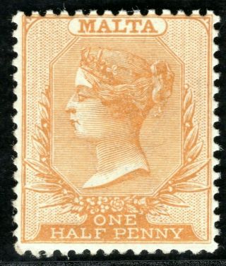 Malta Qv Halfpenny Stamp Sg.  19 ½d Red - Orange (1884) Lmm Cat £20,  Xblue33