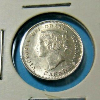 1880 - H Canada Small Silver 5 Cent Coin - Queen Victoria - Ef
