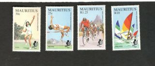 Mauritius Sc 609 - 12 Mnh Stamps 2nd Indian Ocean Island Games Javelin Cycling