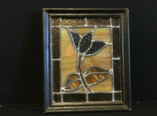 Vintage Stained Glass Framed Panel.