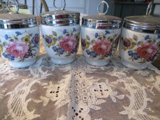 4 Royal Worcester Egg Coddlers Bournemouth Pattern King Size