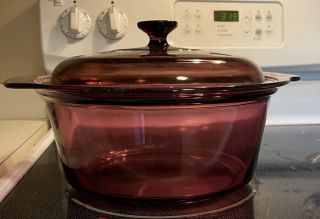 Vintage Corning Ware Cranberry Visions 5 Liter Casserole With Lid