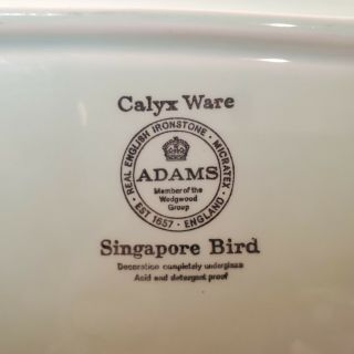 Vintage ADAMS Calyx Ware SINGAPORE BIRD - 5 Dessert Plates & Platter 14.  25 