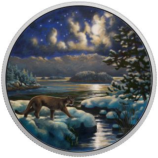 2017 Canada Animals In The Moonlight Cougar Silver Coin