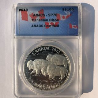 2013 $100 Canadian Silver Bison - Anacs Sp70