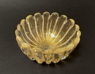 Vintage Italian Murano Art Glass Bowl Gold Aventurine Inclusions