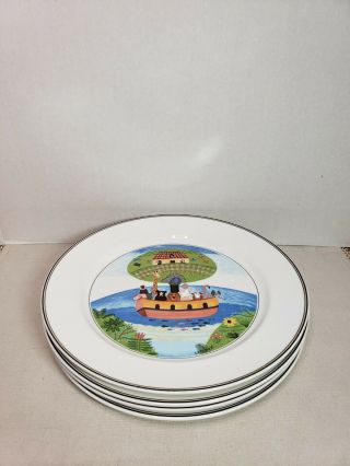 Villeroy & Boch Design Naif Set Of 4 (2,  4,  5 & 6) Dinner Plates 10 5/8 " Fair Cond