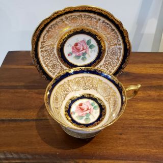 Paragon China Cup And Saucer Floating Rose Gold Gilt