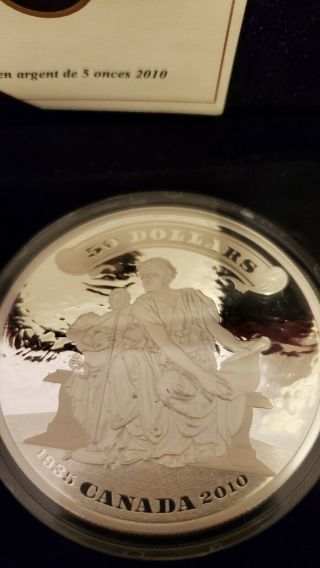 2010 5 Oz Canada Silver Coin 75th Anniversary Of The First Bank Notes Low Serial