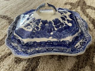 Antique Blue Willow Serving Dish,  Buffalo Pottery 1911