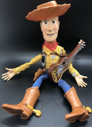 Disney Pixar Toy Story 2001 Woody - Hat Boots Guitar,  Pull String But Non Funct.