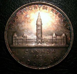 1939 Canadian Silver Dollar Canada George Vi Toned Unc Beauty