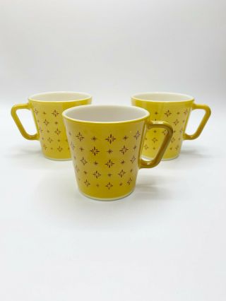 Vintage Pyrex Foulard Butterscotch Gold Coffee Mug Cup Mcm 8oz Set Of 3