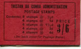 Tristan Da Cunha 1958 3/6 Black On Red Booklet Stabled At Right Sb2