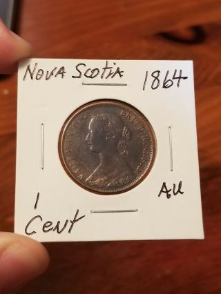 1864 Nova Scotia One Cent A.  U. 3